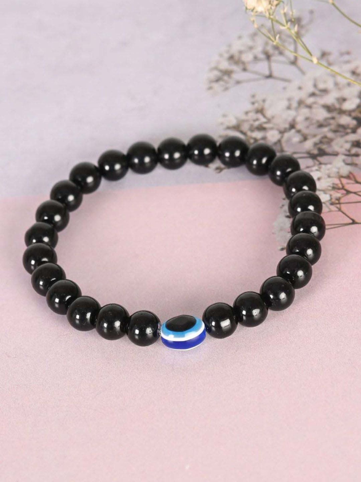 NVR Marble Crystal Beaded Elasticated Bracelet for Unisex