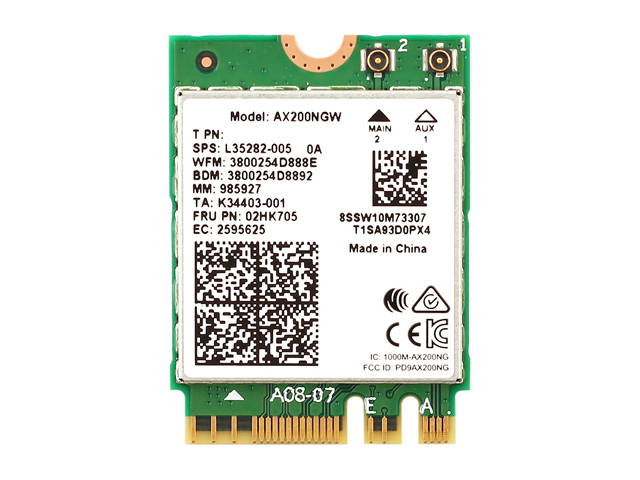 2400Mbps WiFi 6 M.2 Key E For Intel AX200 Dual Band Wireless Adapter, AX200NGW Bluetooth 5.0 Wi-Fi Network Card, 2.4Ghz/5Ghz, 802.11ac/ax, Support MU-MIMO, OFDMA, Support Windows 10 For Laptop Desktop