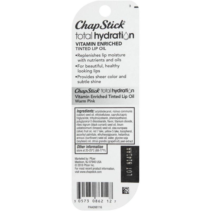 Chapstick Total Hydration Tinted Lip Oil - Warm Pink - 0.24oz