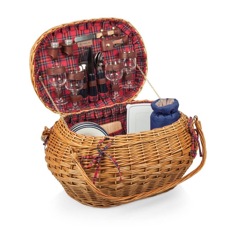Northlight 15.5" Hand Woven Willow 2-Person Picnic Basket and Accessory Set - Brown