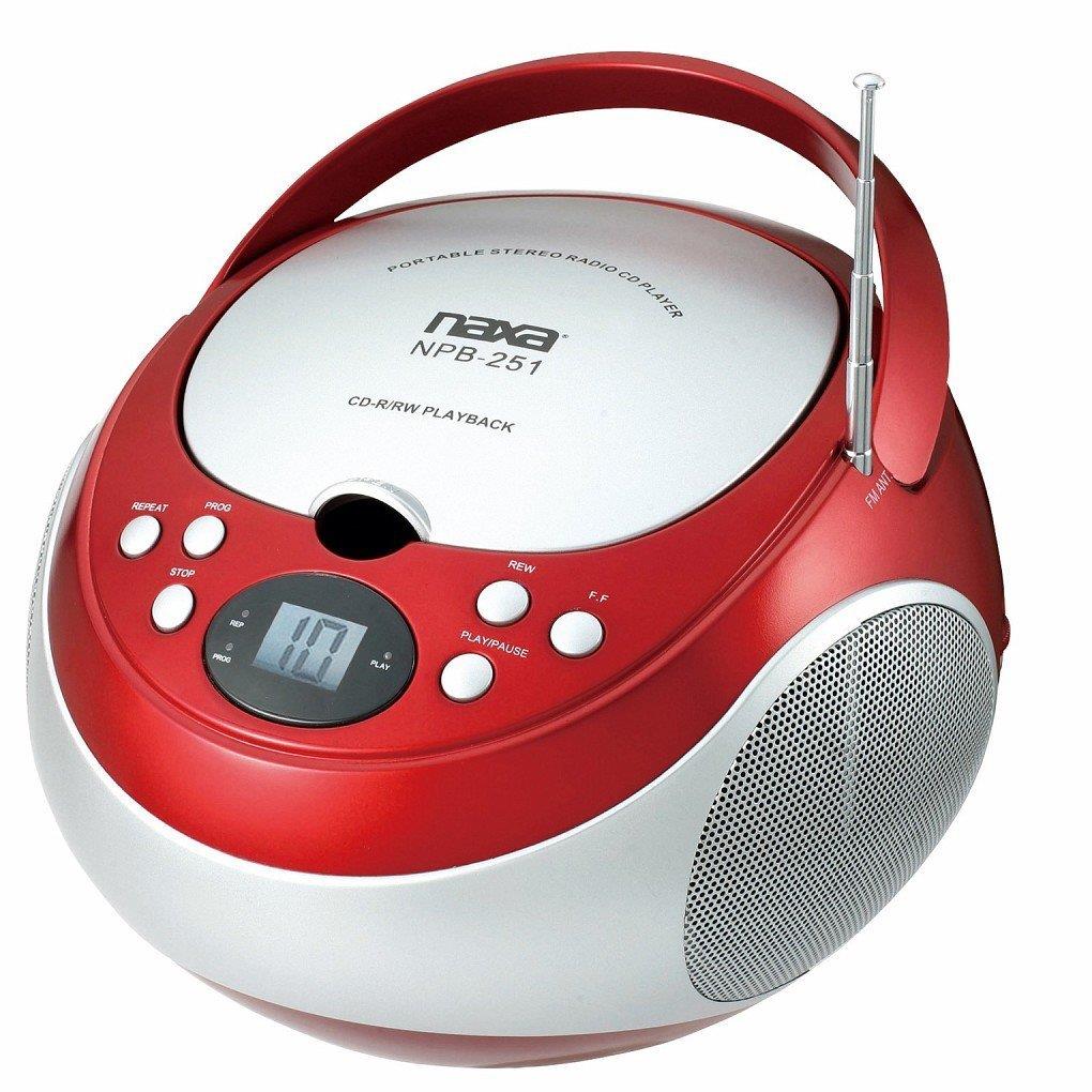 Naxa Portable CD Player with AM_FM Stereo Radio_ Red