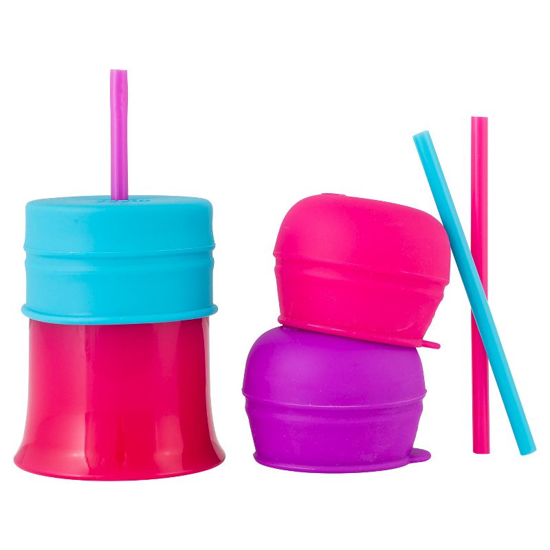 Boon Snug Straw Universal Silicone Straw Lids and Cup, Pink - 8oz