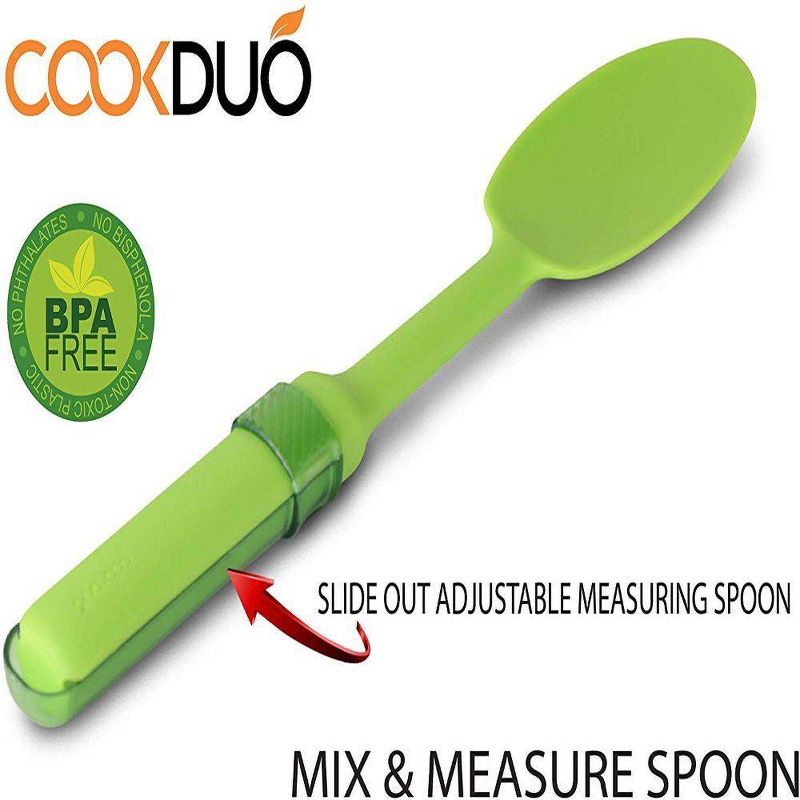 Cookduo Mix & Measure Spoon - Silicone Spoon with Adjustable Measuring Spoon FDA
