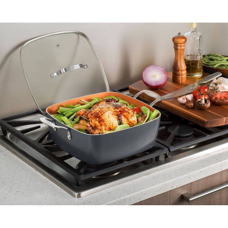 Gotham Steel Ti-cerama 11" Deep Square Pan with Lid