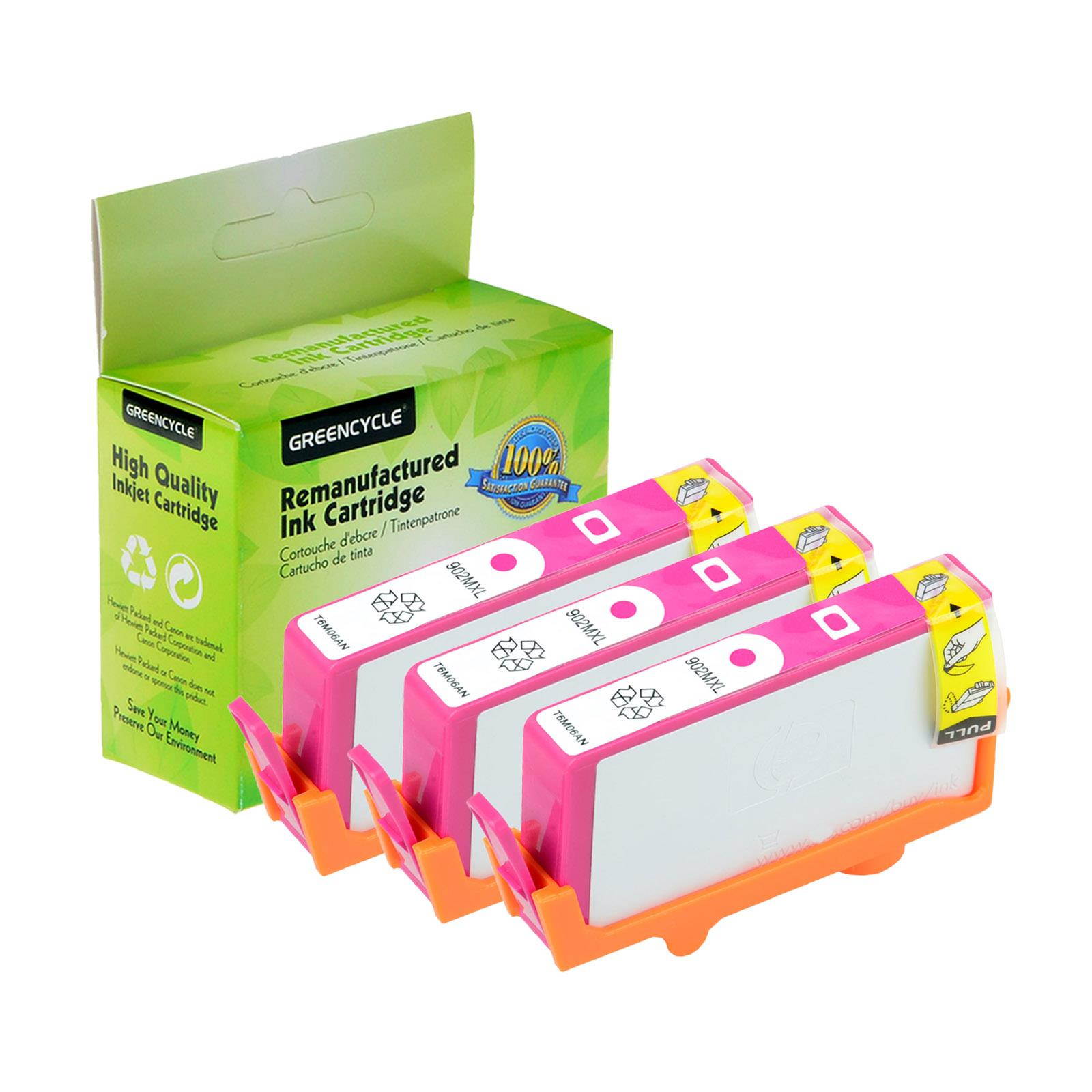 GREENCYCLE 3PK High Yield 902XL 902 T6M06AN Magenta Ink Cartridge with Chip Compatible for HP OfficeJet Pro 6974 6975 Printer