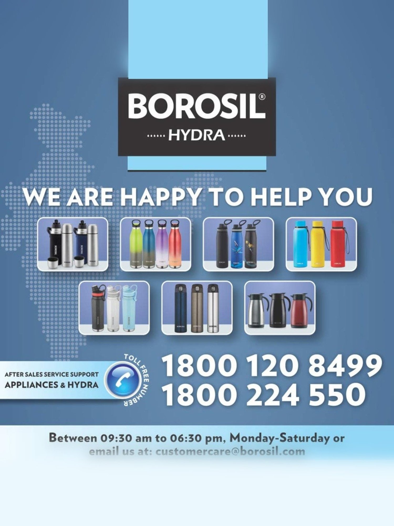 Borosil Green Stainless Steel Double Wall Vaccum Insulated Water Bottles (850ml)