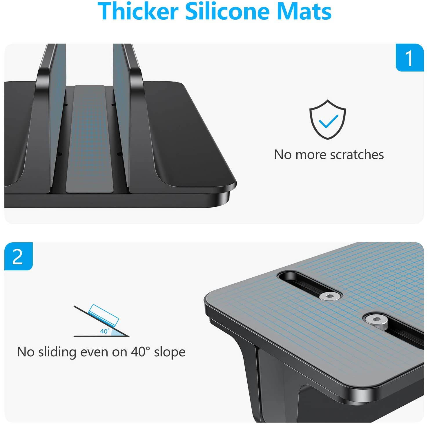 Vertical Laptop Stand [Adjustable Size], Desktop Aluminum MacBook Stand with Adjustable Dock Size, Fits All MacBook, Surface, Chromebook and Gaming Laptops (Up to 17.3 inch), Black