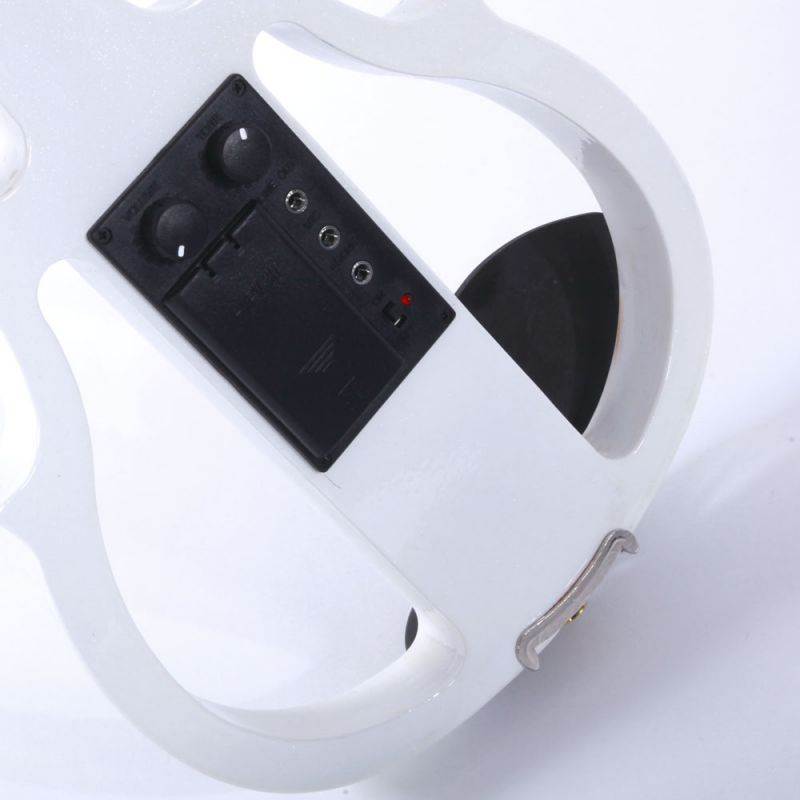 Electric Silent Violin Fiddle 4/4 Size & Case Bow Rosin Headphone White