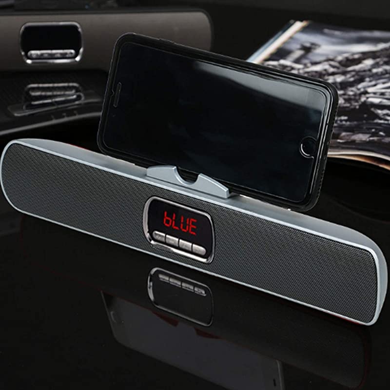 Ultra Portable Wireles Rechargeable Handsfree Bracket Bluetooth Speaker Stereo System Phone Holder Mount Stand for Android Smartphones and Tablets iPad iPhone 5S 6 6S 7 8 Plus X (Black)