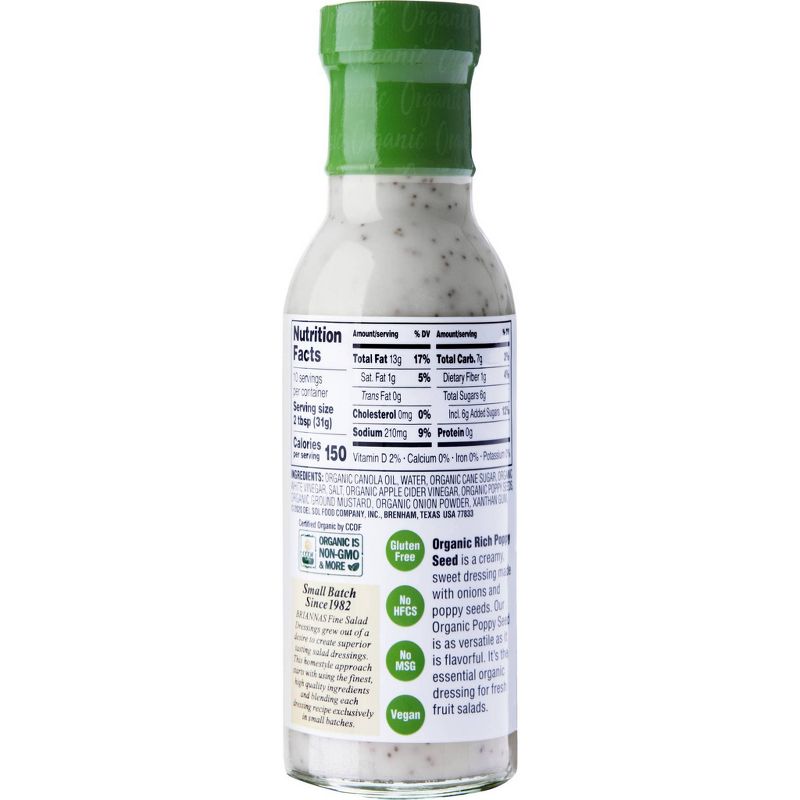 Briannas Organic Rich Poppy Seed Dressing - 10fl oz
