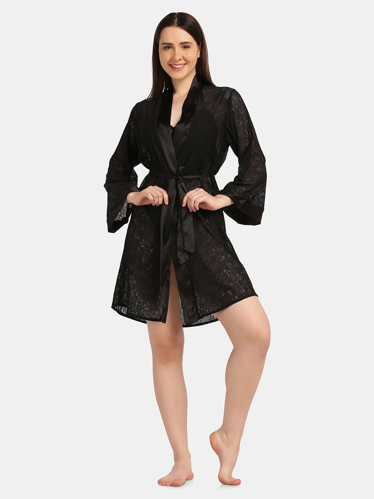 Da Intimo Black Lace Robe