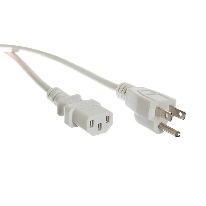 AC Power Cord 3 Prong | 10 Feet White | Premium Quality Copper Wire Core Computer Medical Server amp Desktop NEMA 515 to C13 IEC 320 UL Listed Power Cable