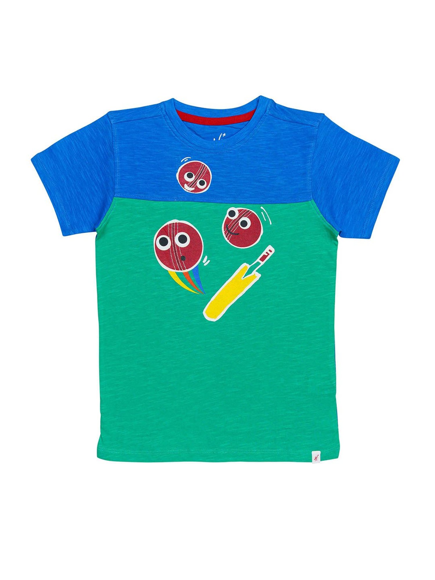 H by Hamleys Boys Blue & Green Color Block T-Shirt