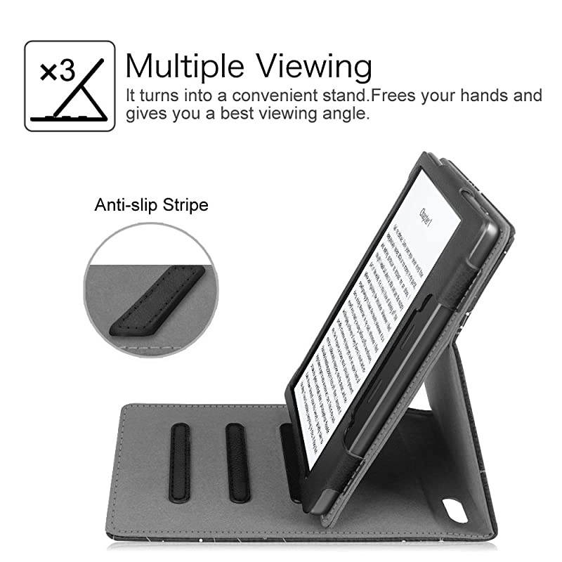 Flip Case for Kindle Oasis (10th and 9th Gen, 2019 & 2017 Release) - Multi Angle Hands Free Viewing Stand Cover (Auto Wake Sleep Function for 2017 Version Only, Not for 2019 Version), Black