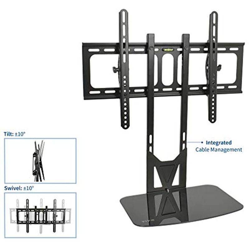 VIVO Black 32" to 55" Flat Screen TV Wall Mount | Fixed Tilt & Entertainment Shelf Floating AV, DVD Shelves (MOUNT-VW11)