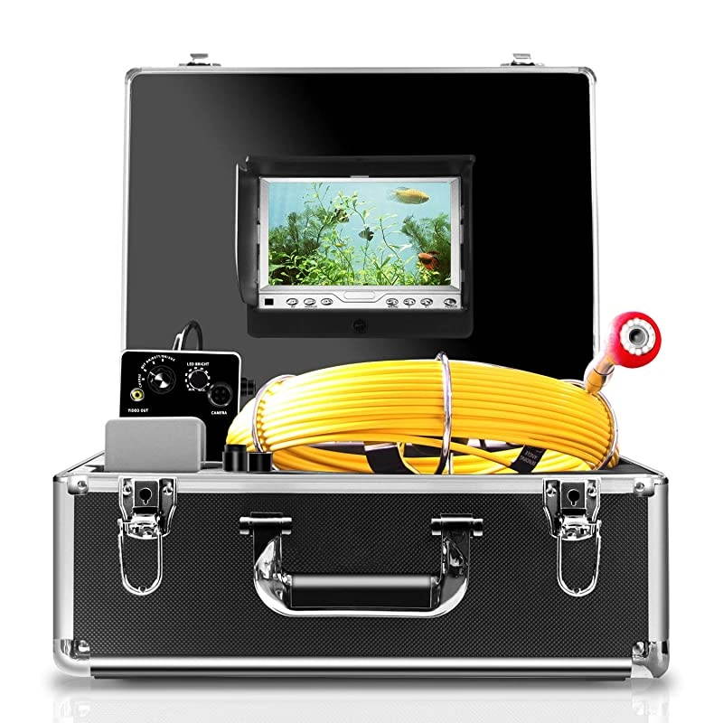 Pipe Inspection Camera, Pipeline Drain Industrial Endoscope,30M/100ft IP68 Waterproof Snake Video System with 7 Inch LCD Monitor 1000TVL Sony CCD DVR Recorder Sewer Camera(8GB SD Card Included)