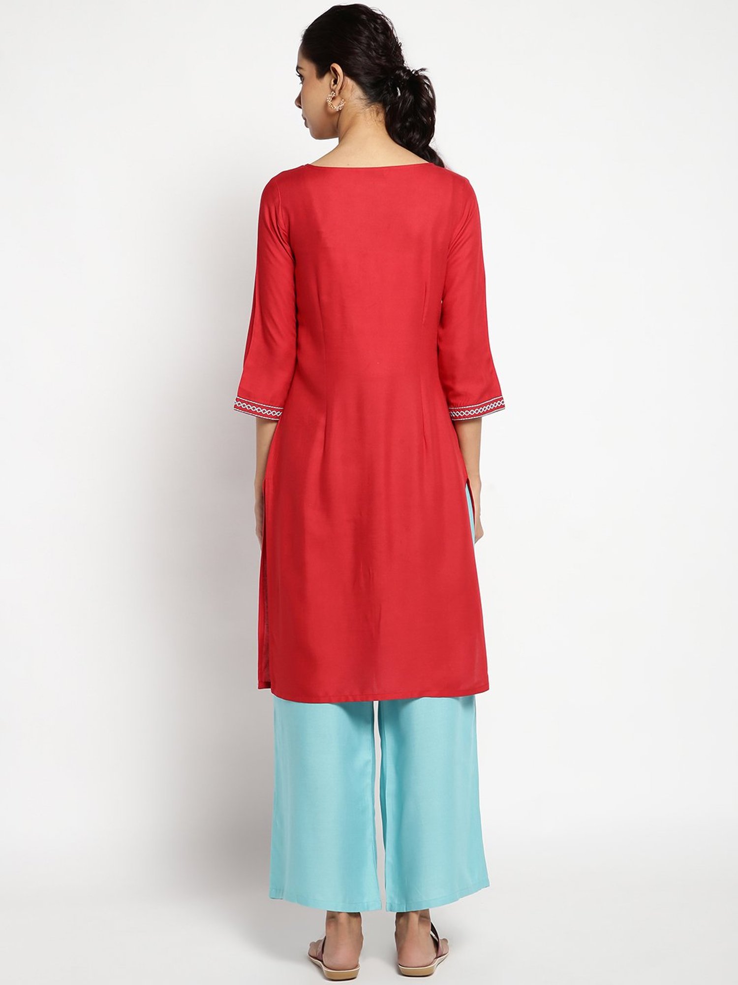 Aurelia Red & Blue Kurta Palazzo Set