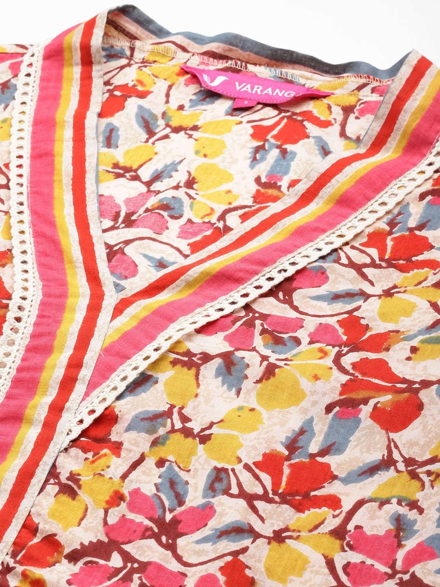 Varanga Multicolored Cotton Printed Kurta Pant Set With Dupatta