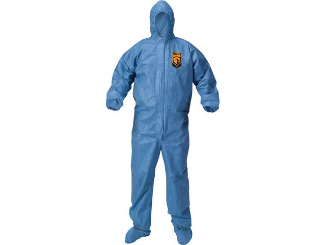 KleenGuard KCC 45094 A60 Blood and Chemical Splash Protection Coveralls, X-Large, Blue, 24/Carton