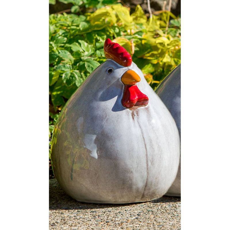 9.5" Handmade Glazed Ceramic Poulet Statue White - Alfresco Home LLC