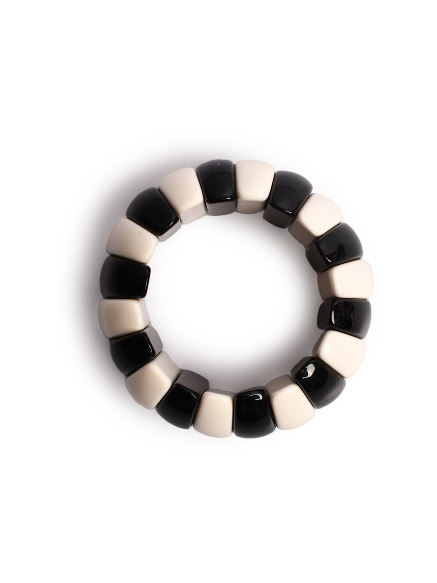 IMLI STREET Black & White Artificial Beaded Stretchable Bracelet for Women