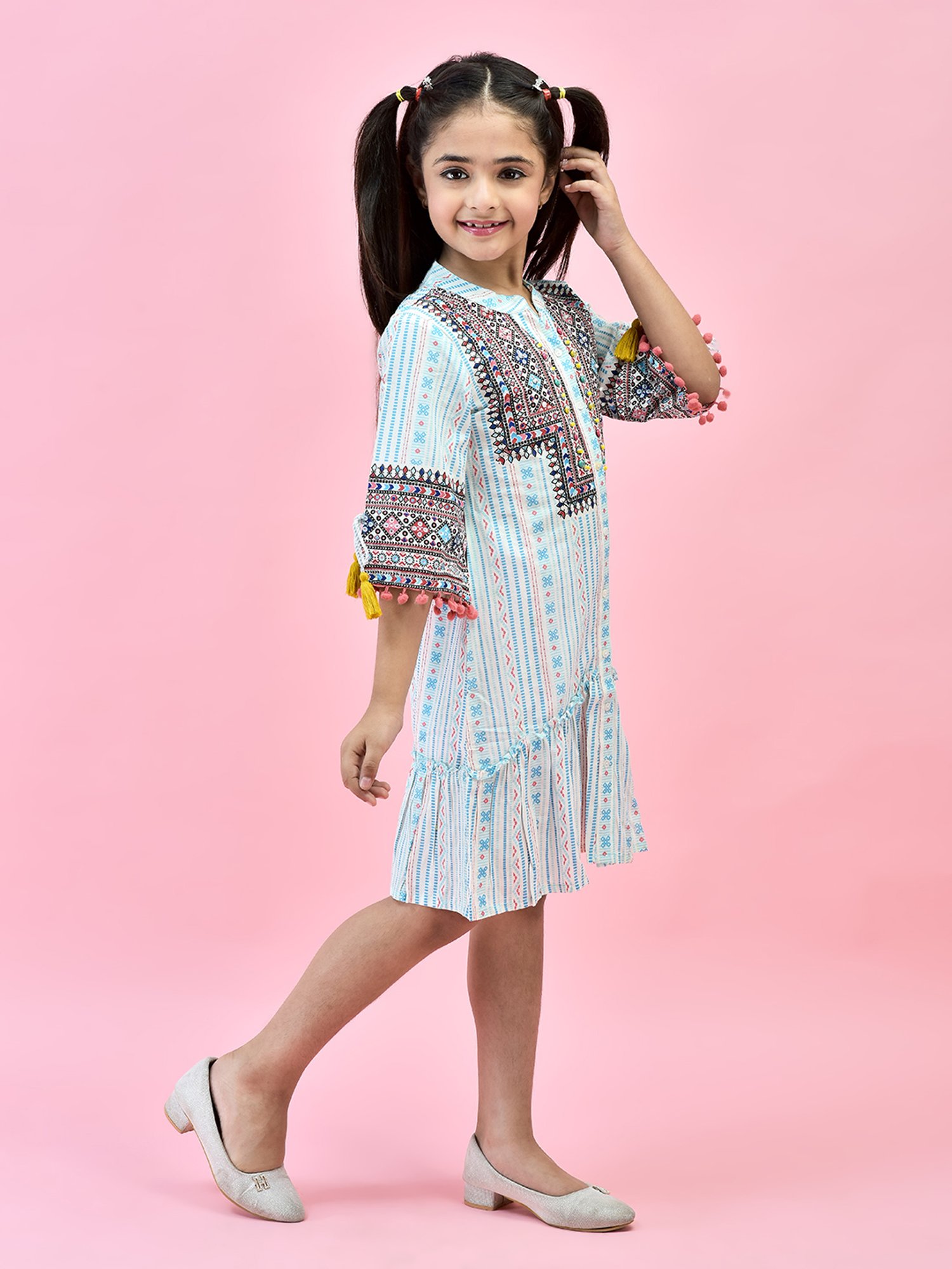 Juniper Girls Blue Printed Midi Dress