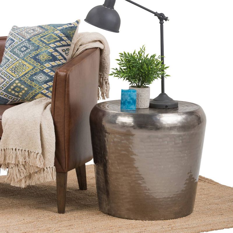 23" Suzanne Metal Accent Table Antique Silver - WyndenHall