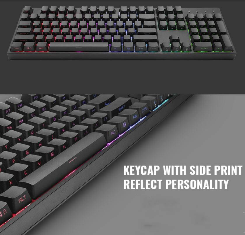 Cooler Master CK372 Cherry MX Red, Ergonomic Design, N-KeyRollover Cool Exterior USB Wired Side-printed, RGB Backlit  Mechanical Gaming Keyboard, PBT Keycaps - Black
