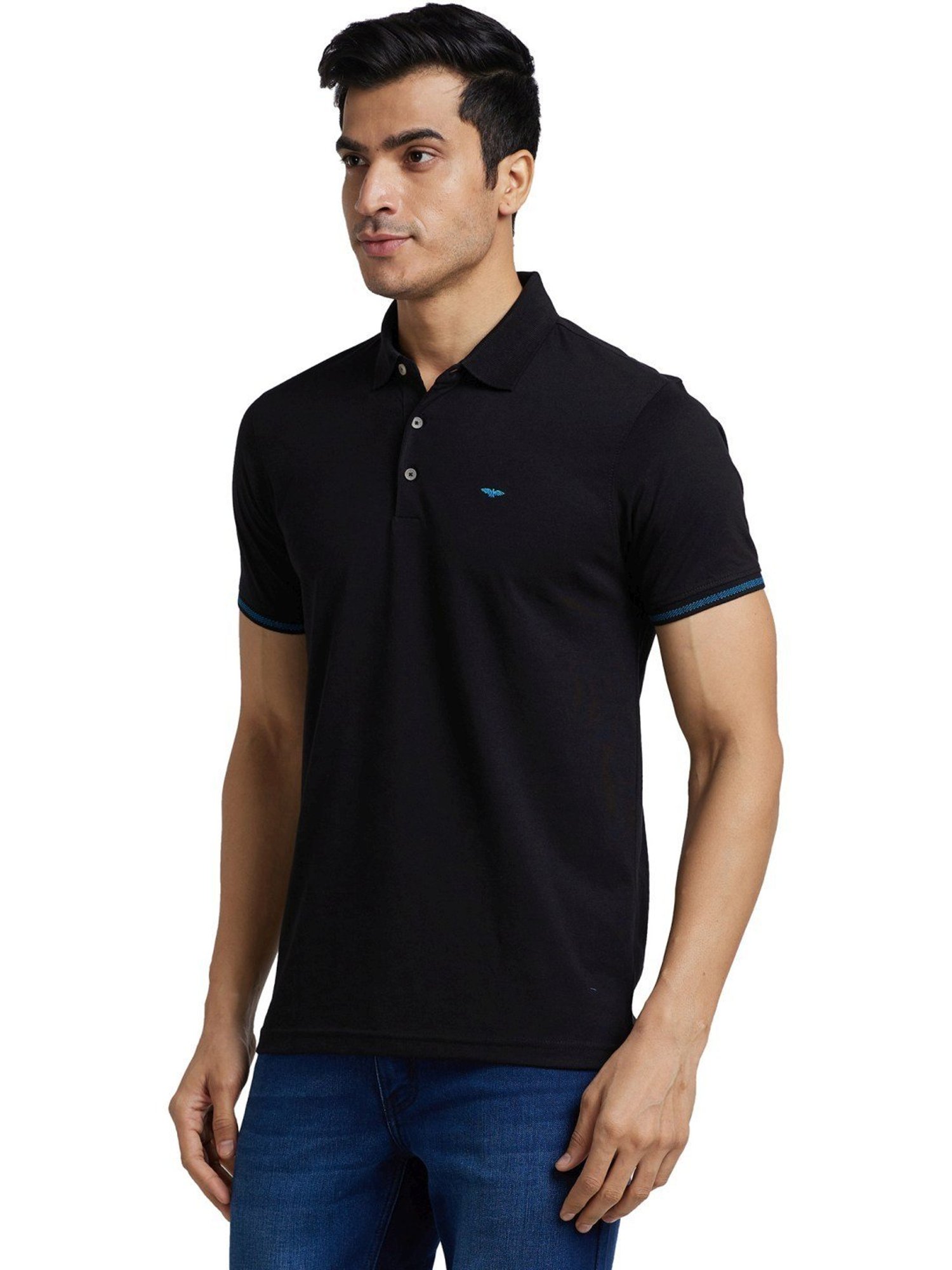 Park Avenue Black Slim Fit Polo T-Shirt