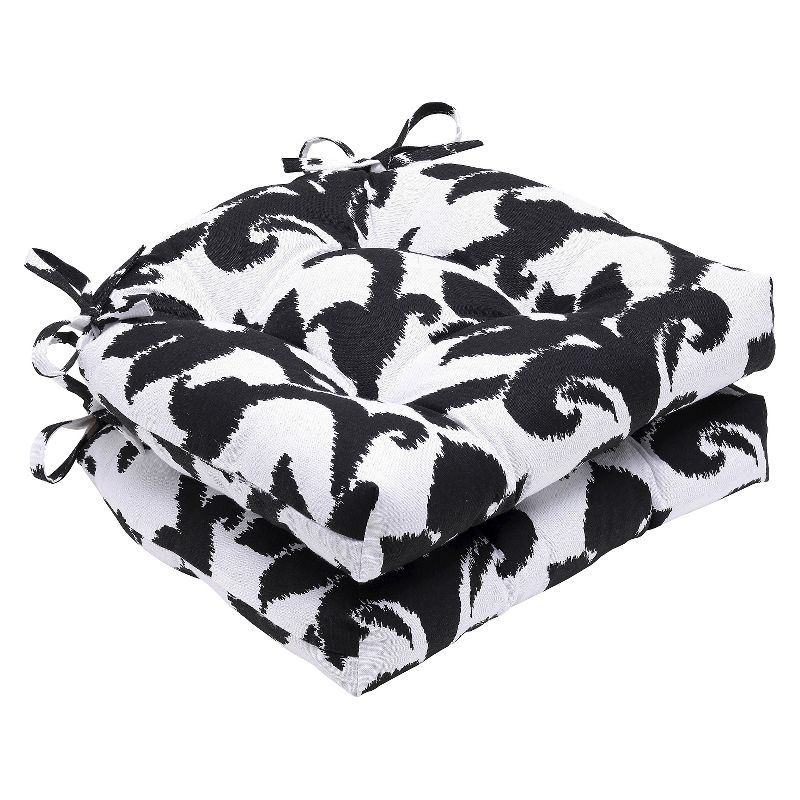 Black Azzure Reversible Chair Pad (Set Of 2) (16"X15.5") - Pillow Perfect