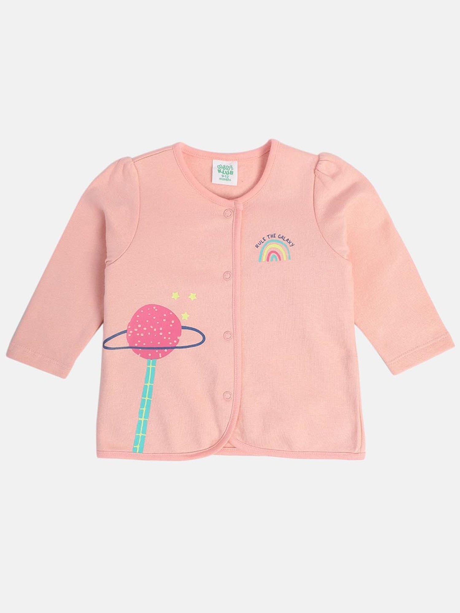 MINIKLUB Girls Multicolor Cotton Printed Full Sleeves Front Open Vest