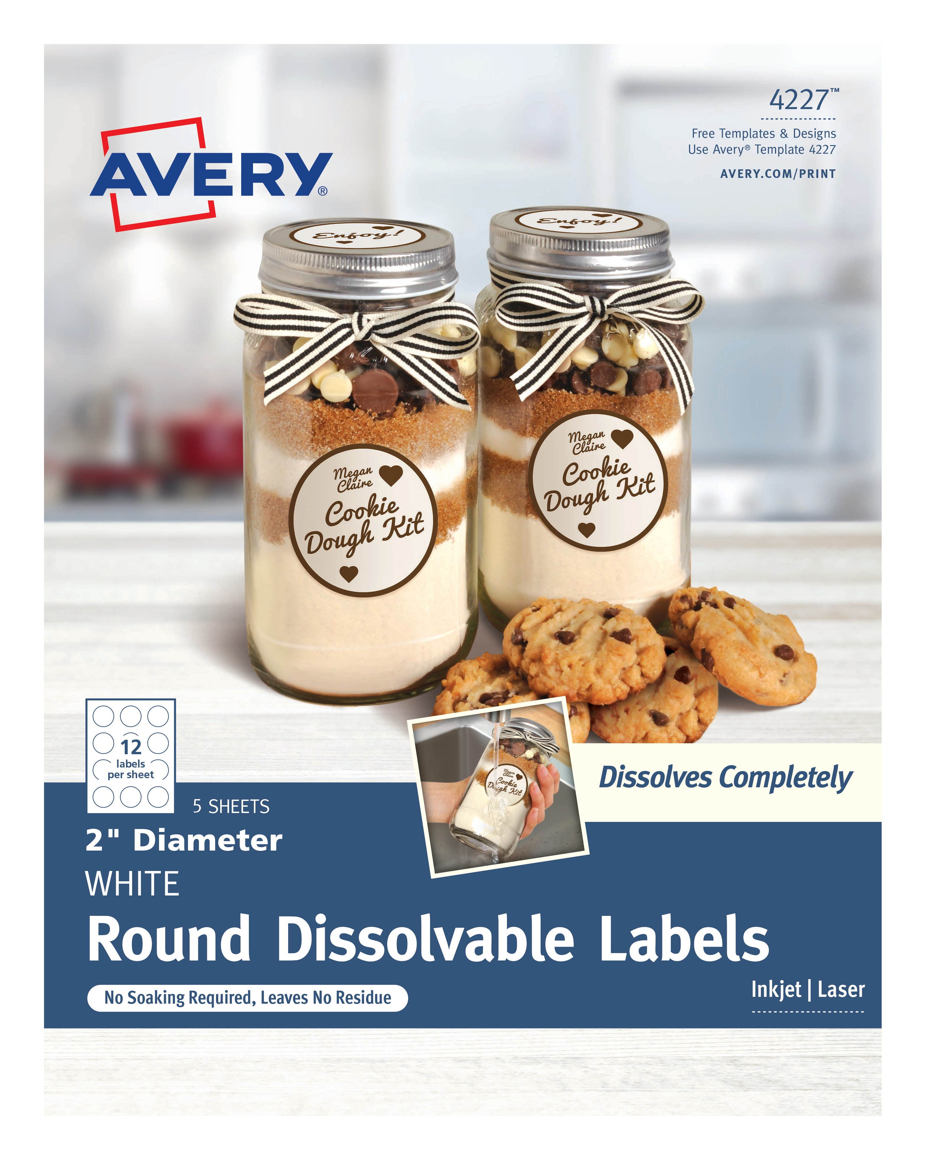 Dissolvable Labels, Sure Feed, Removable, 2", 60 Labels (4227)