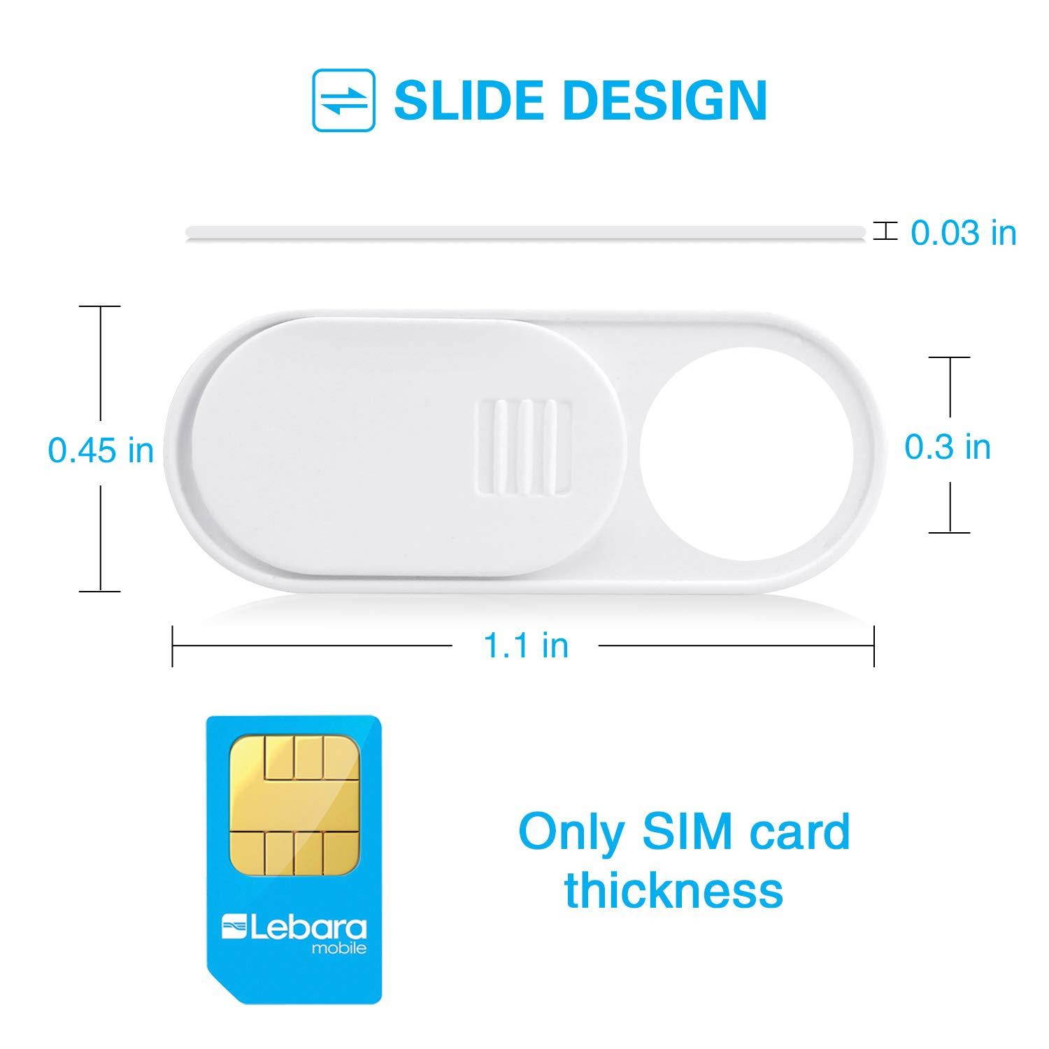 3 Pack Ultra Thin Webcam Cover Slide Camera for Laptop Computer LCD Ecoho Show Tablet iPad Phone Protect Privacy White