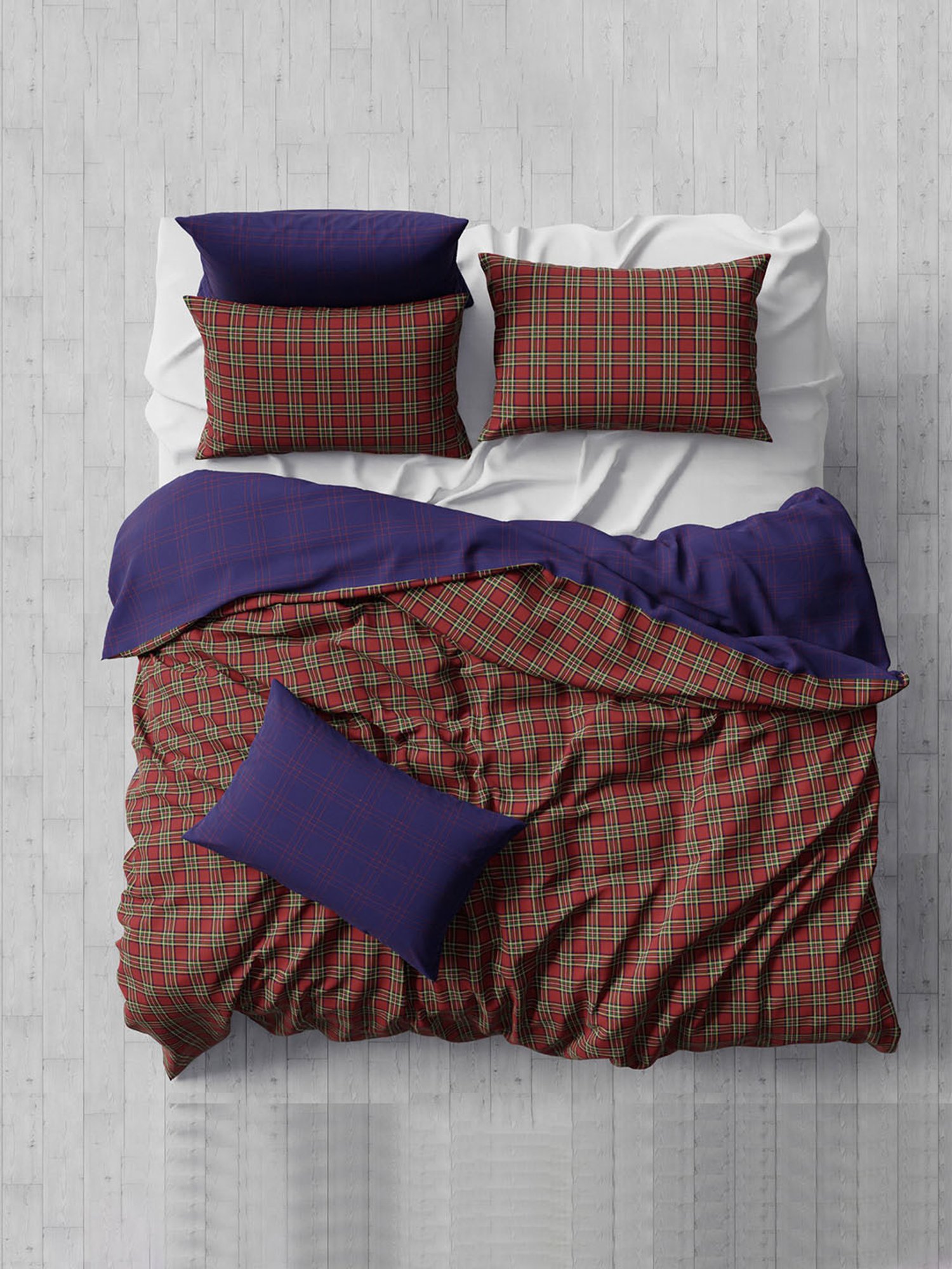 Stoa Paris Urbain Geometric Red & Green 230 TC Microfibre King Duvet Cover with 4 Pillow Covers