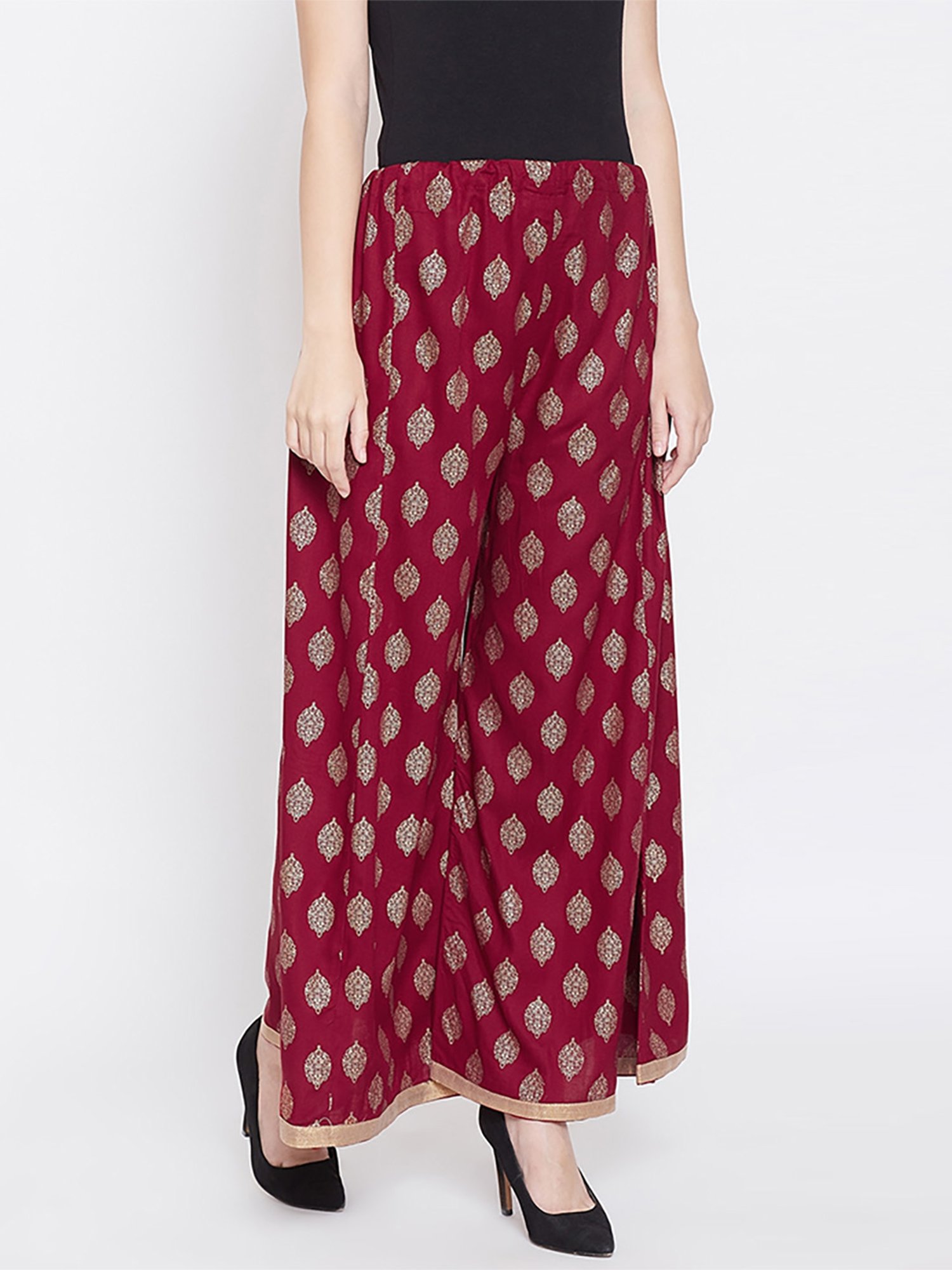 Castle Maroon Printed Palazzos