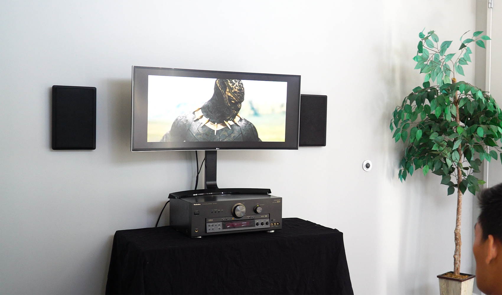 Pair Rockville RockSlim Black Front+Rear Surround Sound Shallow On-Wall Speakers