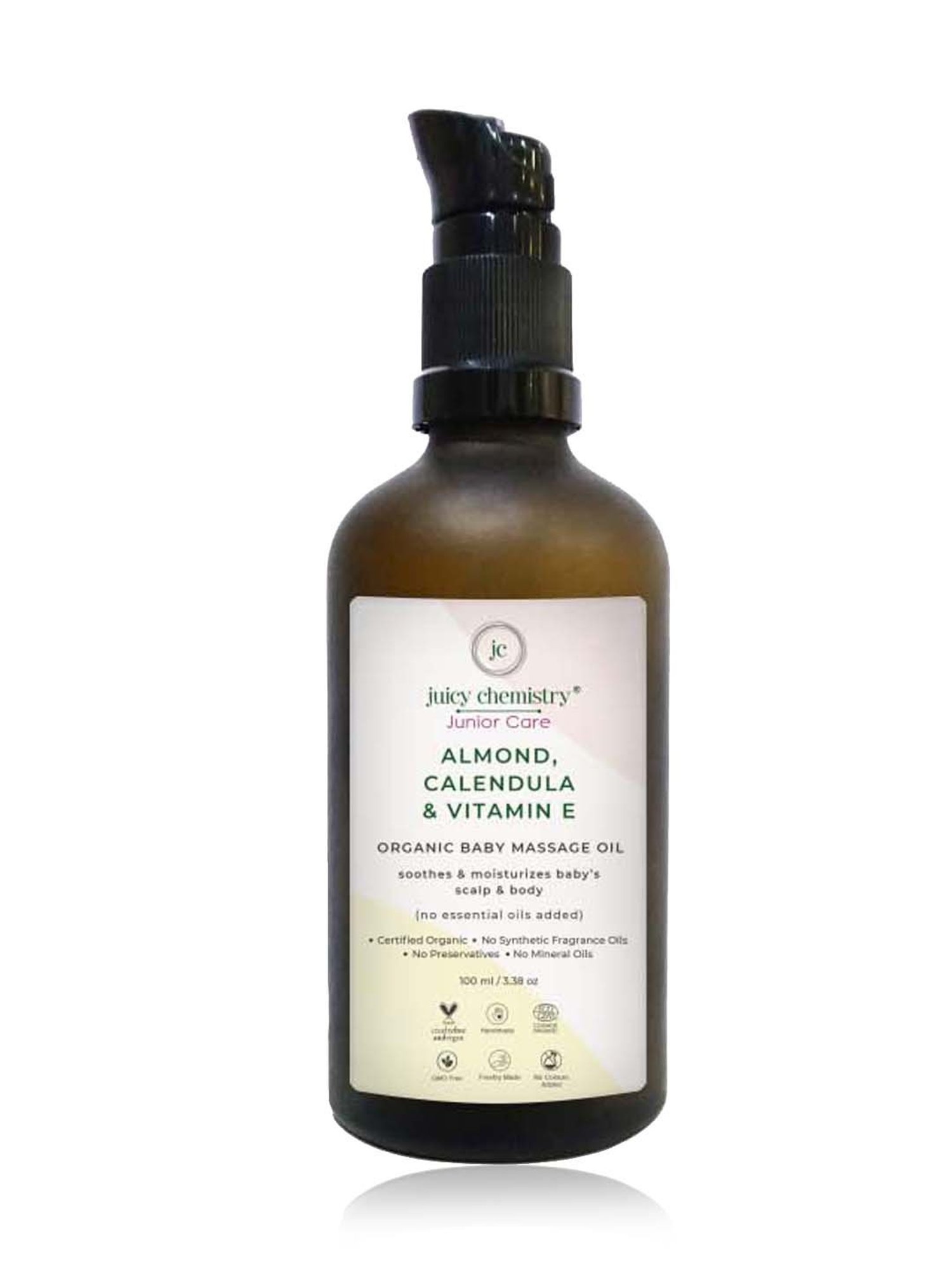 Juicy Chemistry Organic Almond Calendula & Vitamin E Baby Massage Oil - 100 ml