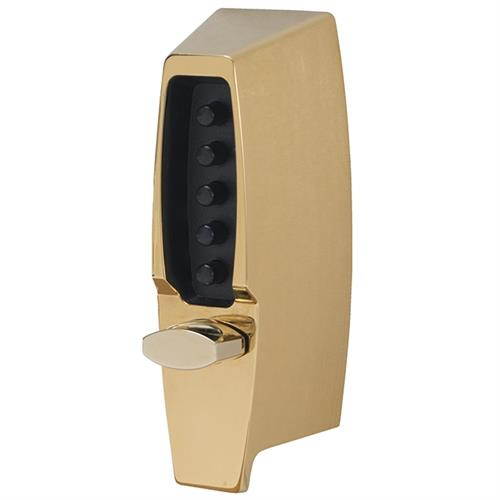 Simplex 7104-03 Bright Brass Mechanical Pushbutton Combination Lock With Deadlocking Latch With A 2-3/8" - 2-3/4" Backset (NO KEY)