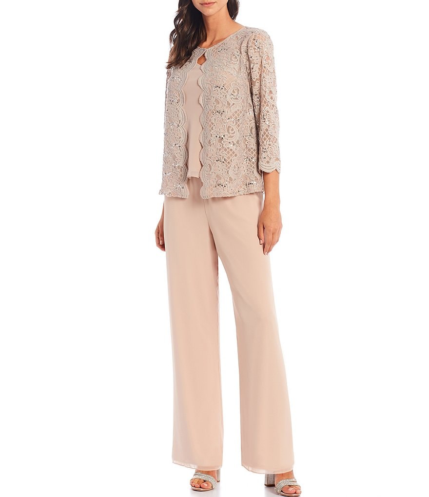 Le Bos 3-Piece Embroidered Trim Duster Pant Set