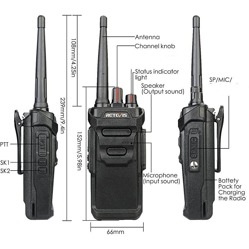 Case of 10 RT48 Waterproof Walkie Talkies Long Range VOX Emergency 2 Way Radio for Adults Rechargeable
