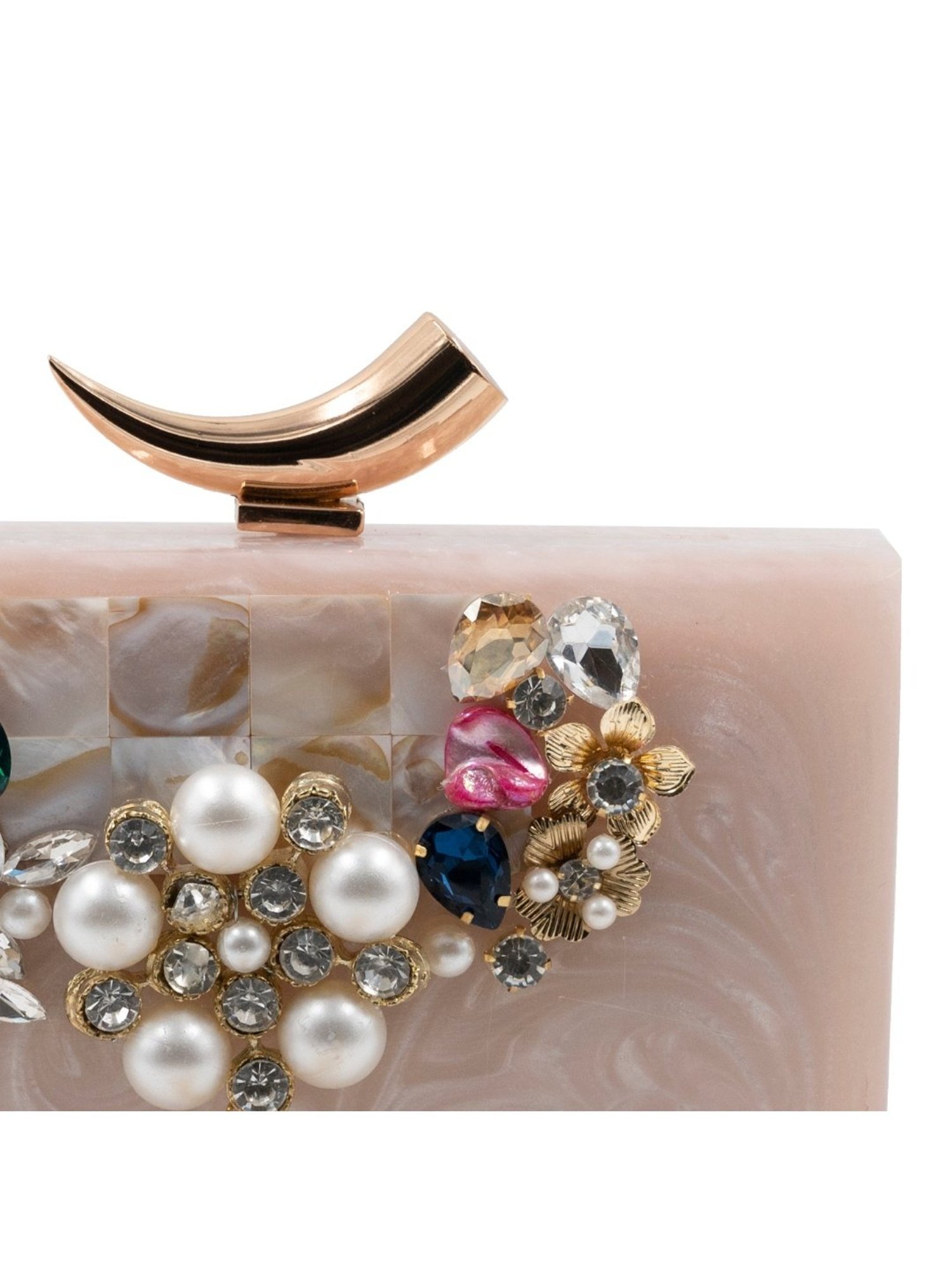 Sugarcrush Beige Luxury Studded Small Clutch