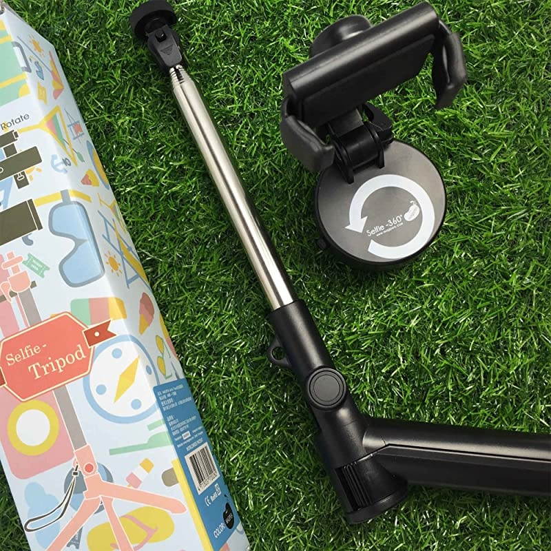 Extendable Tripod Stand Selfie Stick for Travel and Daily Use | Fit for iPhones, Android, TikTok and GoPro Action Cameras | Extends up to 46-Inches with Phone Holder | No Batteries Required