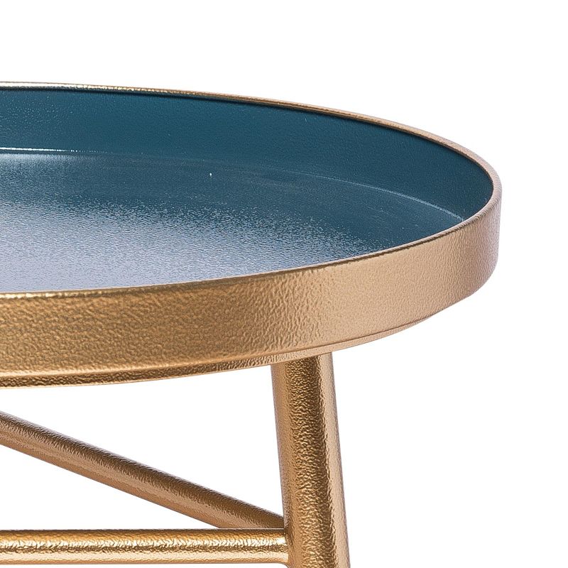 Set of 2 Blue and Copper Metal Nesting Side End Tables - Foreside Home and Garden