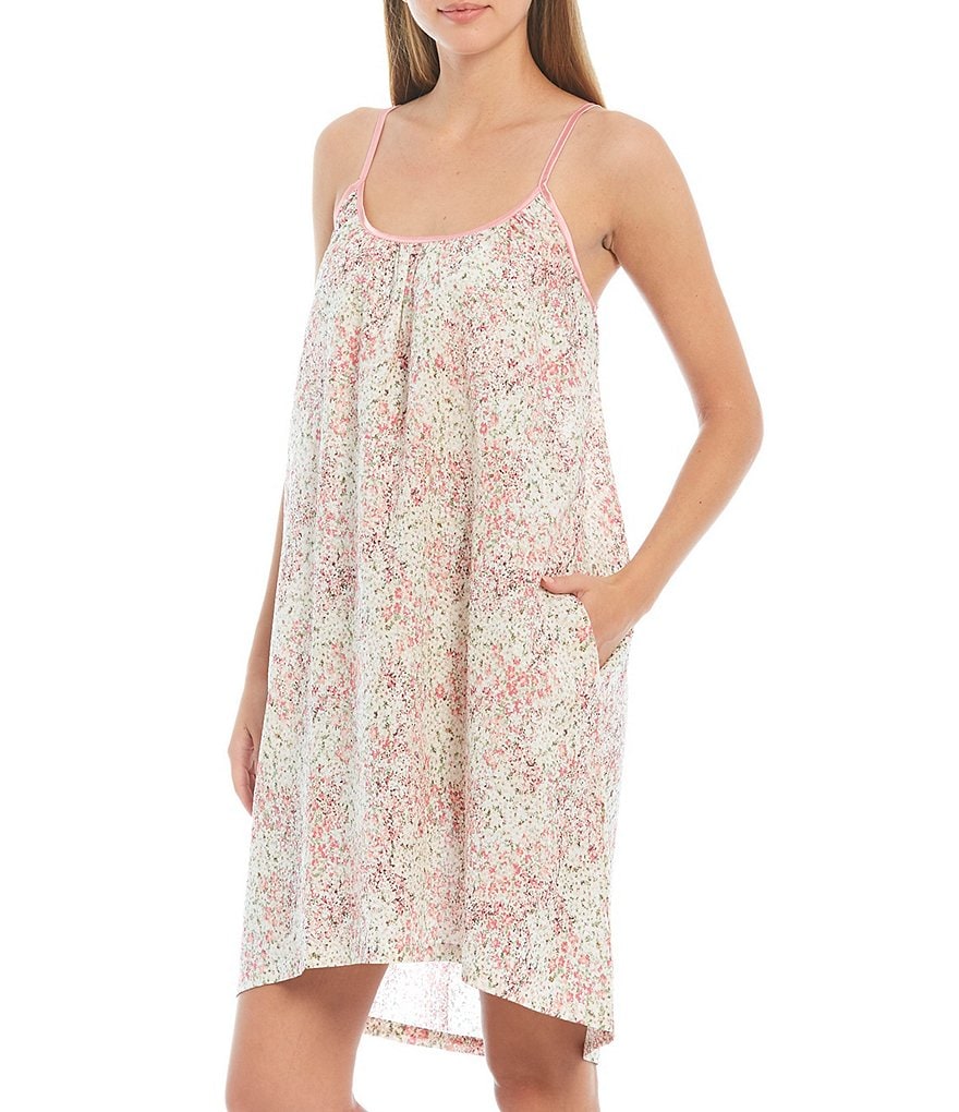 Papinelle Pixie Floral Woven Strappy Scoop Neck Nightgown