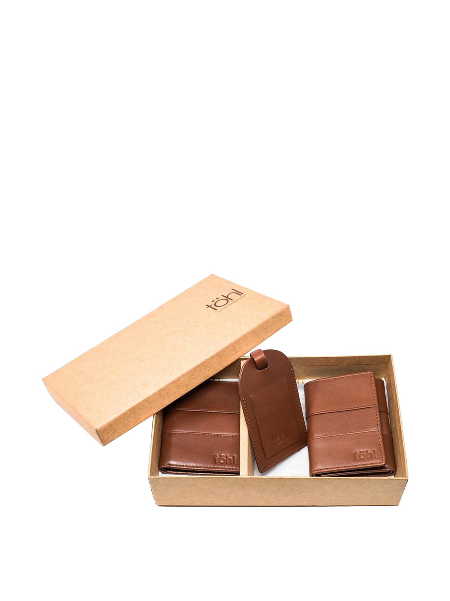 Tohl Ravello Tan Casual Leather Bi-Fold Wallet,Card Holder & Key Tag Set for Men