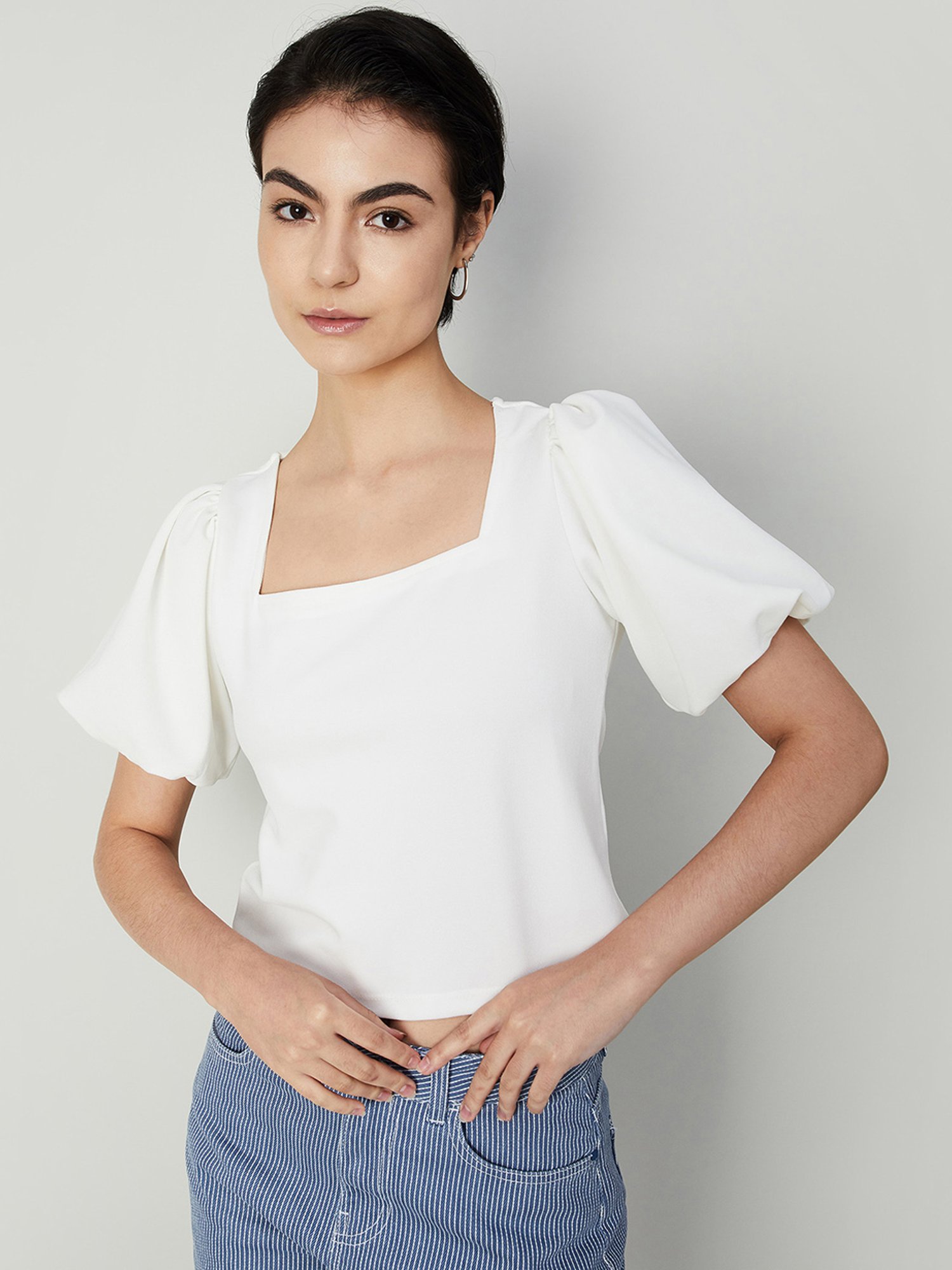 Ginger by Lifestyle White Regular Fit Crop Top