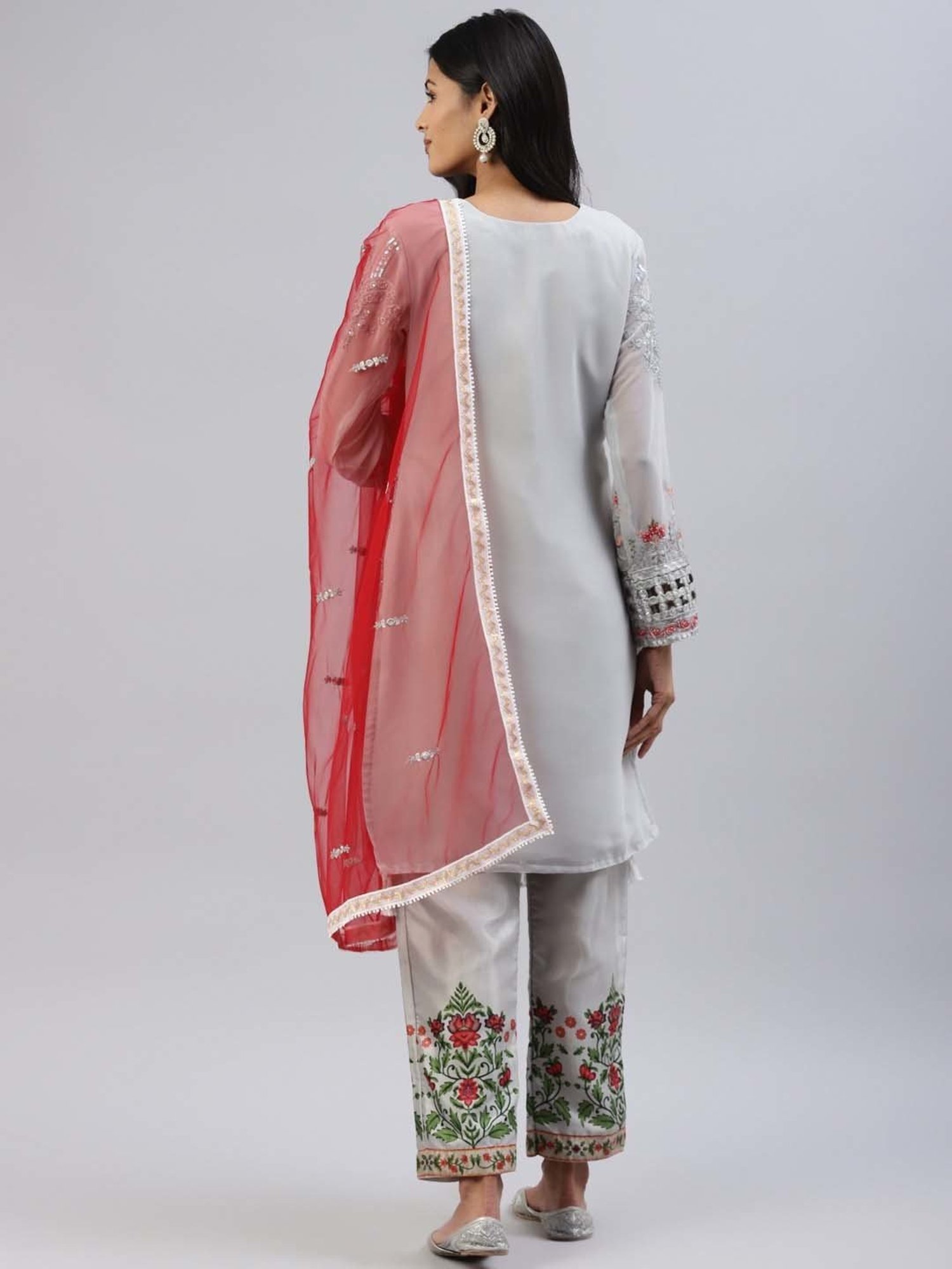 READIPRINT FASHIONS Grey Embellished Unstitched Dress Material