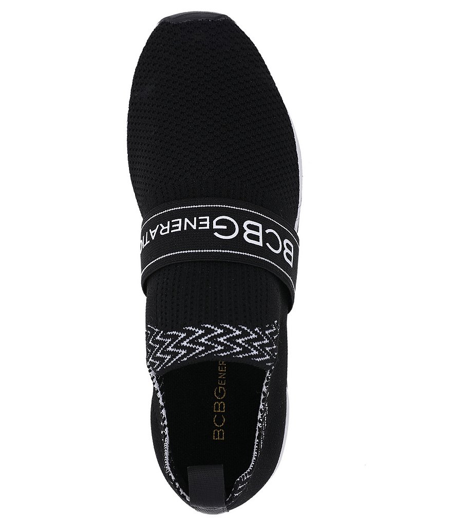 BCBGeneration Lendall Stretch Knit Fabric Logo Strap Slip-On Sneakers