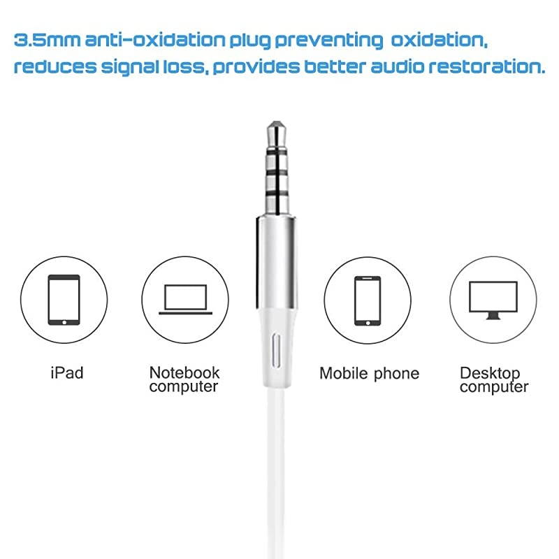 3 Packs Earbud Headphones with Remote Microphone  In Ear Earphone Stereo Sound Noise Isolating Tangle Free for iOS and Android Smartphones Laptops Gaming Fits All 35mm Interface Device