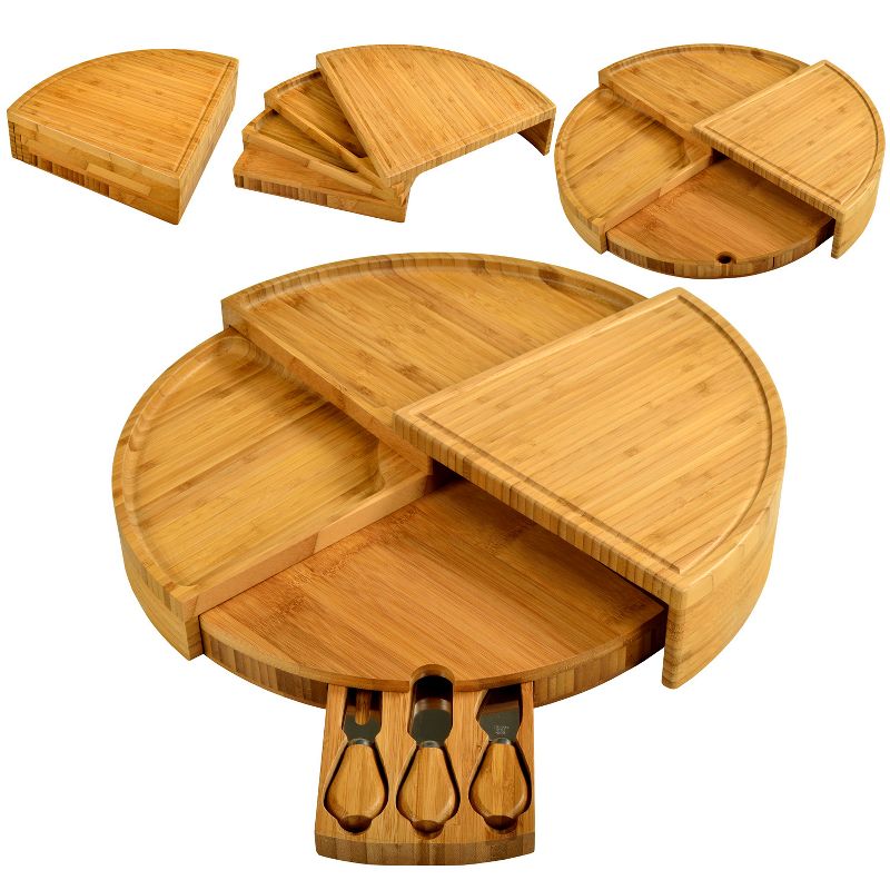 Picnic at Ascot Patented Swivel Bamboo Cutting Board for Cheese & Charcuterie